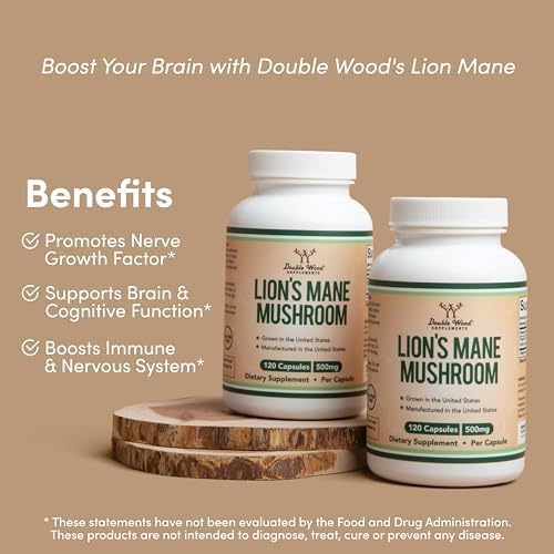 Double Wood Cápsulas De Hongos De Melena De Leones 120 Unidades