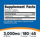 Nutricost D-Aspártic Acid (Daa) Cápsulas 3000 Mg Por Porción, Sin Ogm - 180 Cápsulas