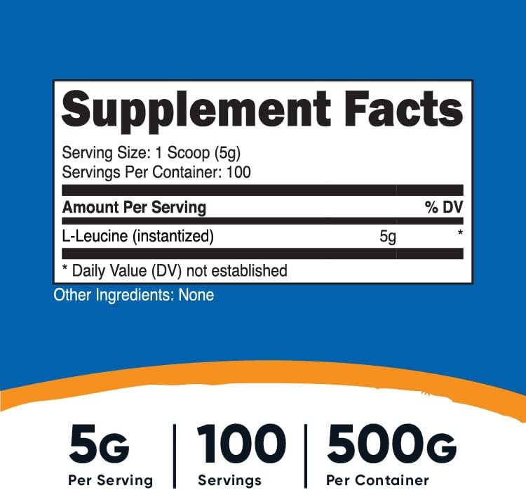 Nutricost Pure L-Leucine Powder 500 Gramos