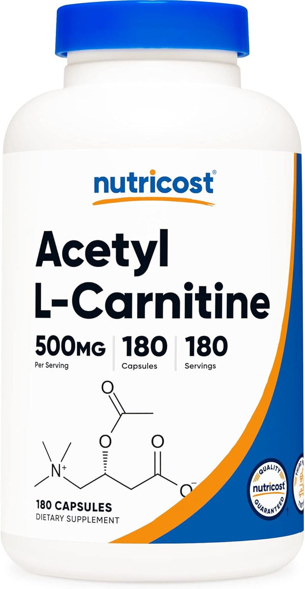 Nutricost Acetilo L-Carnitina 500 Mg, 180 Cápsulas