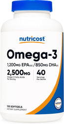 Nutricost Omega 3, 2,500mg 120 Softgel Cápsulas