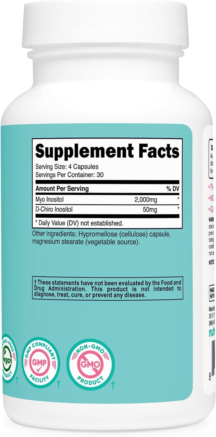 Nutricost Myo Inositol & D-Chiro Inositol para Mujer 2000mg, 120 Capsules