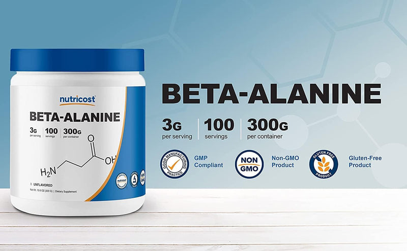 Nutricost Beta Alanina en Polvo 300 Gramos (10.6oz) - 3 Gramos por Porción