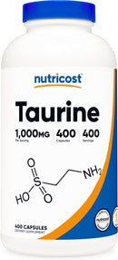 Nutricost Taurine 1000mg, 400 Capsules