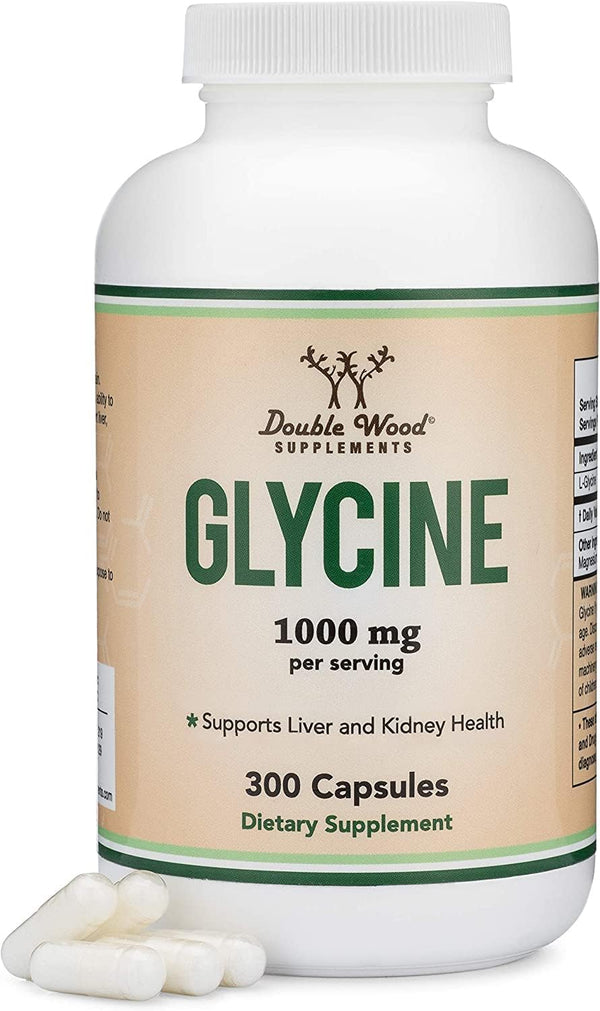 Double Wood Suplemento De Glicina, Aminoácido Para Apoyo De Calidad Del Sueño (Glicina) - 1.000 Mg - 300 Cápsulas