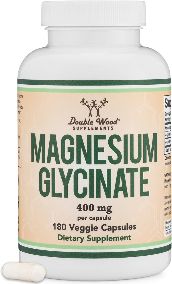 Double Wood Magnesium Glycinate 400mg, 180 Cápsulas