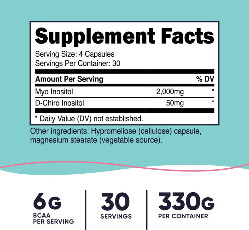 Nutricost Myo Inositol & D-Chiro Inositol para Mujer 2000mg, 120 Capsules