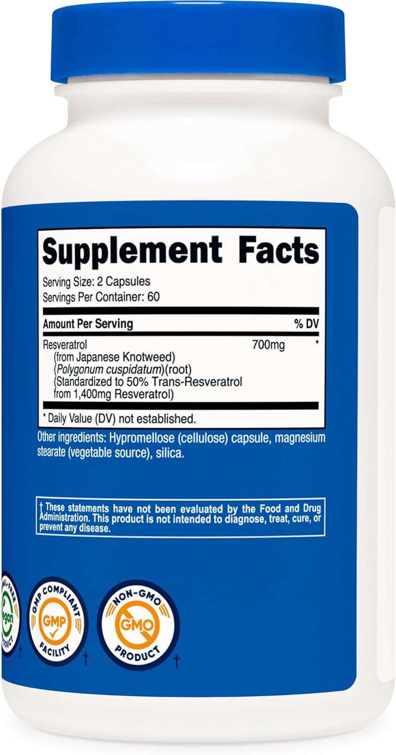 Nutricost Resveratrol 500mg, 120 Capsules