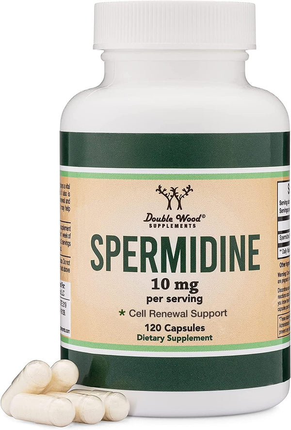 Double Wood Espermidina (10 mg de 99% de espermidina – Probado por terceros – 120 cápsulas