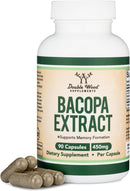 Double Wood Cápsulas Bacopa Monnieri, Sin Omg, Sin Gluten, Concentrado 20% Extracto De Brahmi De Bacosides - 450 Mg
