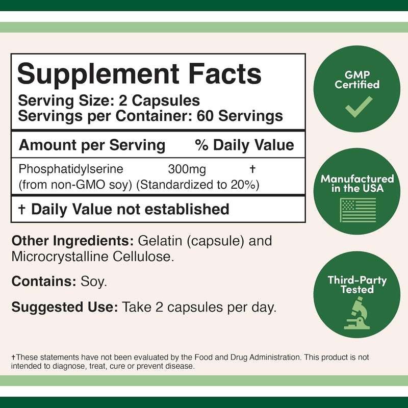 Double Wood Phosphatidyl Serine 300mg, 120 Cápsulas