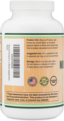 Double Wood Extracto de Mucuna Pruriens - Suplemento potenciador de dopamina - 210 cápsulas, 1000 mg por porción