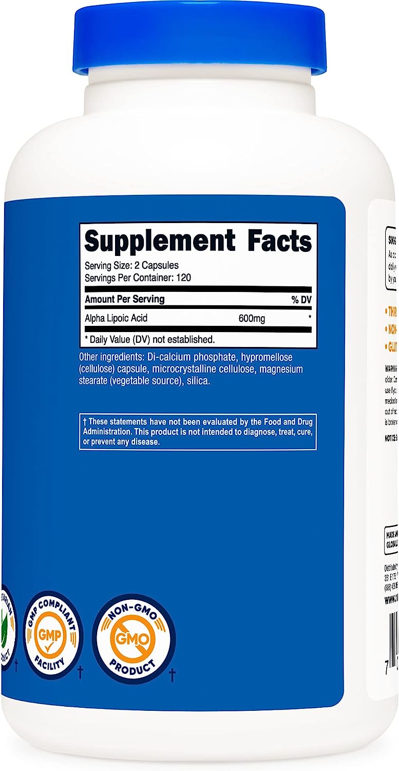 Nutricost Alpha Lipoic Acid, 600mg, 240 Cápsulas
