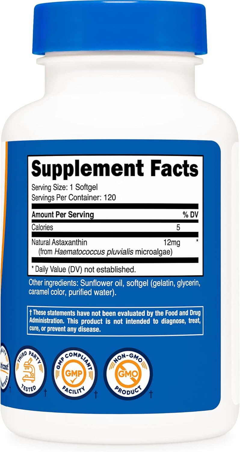Nutricost Astaxantina 12 mg, 120 cápsulas blandas