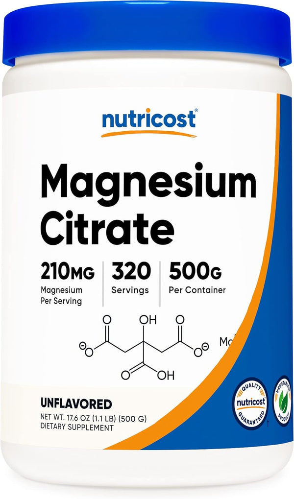 Nutricost Citrato de magnesio en polvo 500 gramos sin sabor