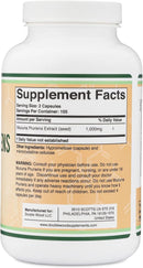 Double Wood Extracto de Mucuna Pruriens - Suplemento potenciador de dopamina - 210 cápsulas, 1000 mg por porción