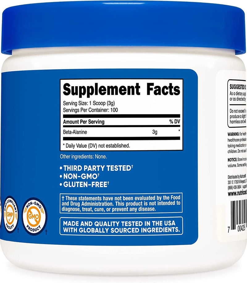 Nutricost Beta Alanina en Polvo 300 Gramos (10.6oz) - 3 Gramos por Porción