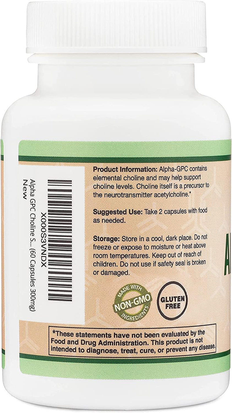Double Wood Alpha GPC Colina Suplemento 60 Cápsulas 300mg