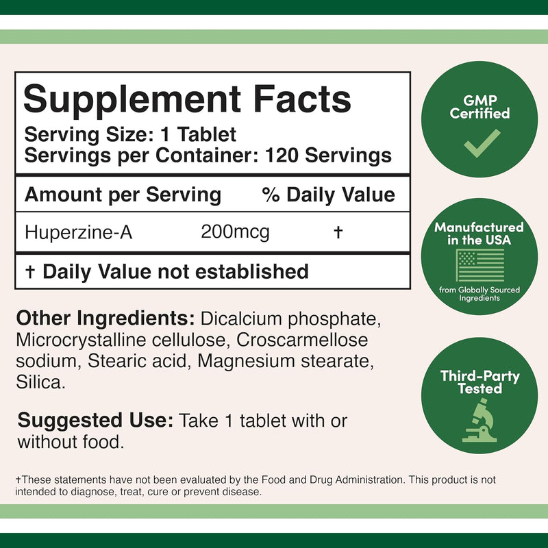 Double Wood Huperzine A 200mcg 120 Tabletas
