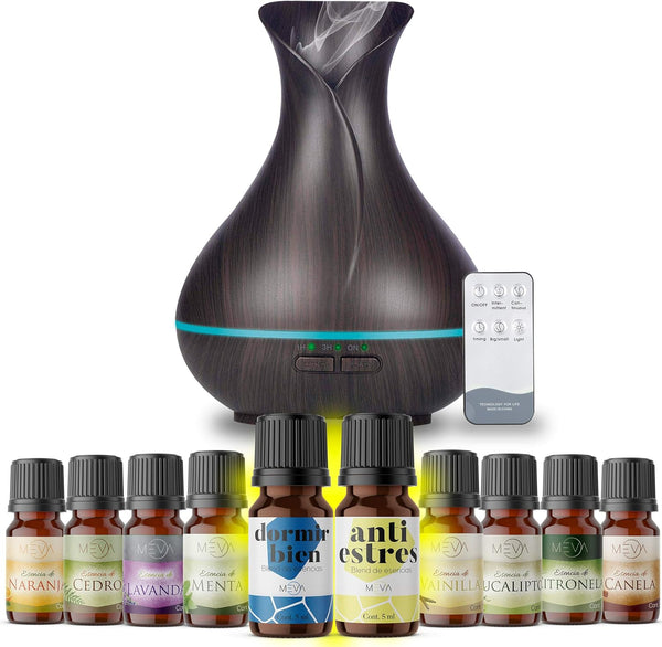 Difusor de aceites esenciales con 10 esencias (Difusor Flor)