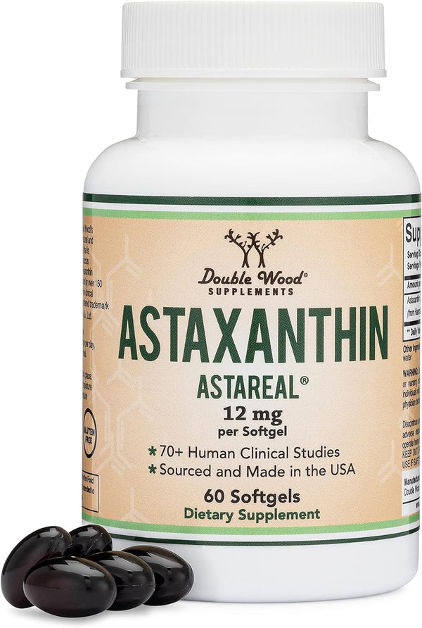 Double Wood Astaxantina de 12 mg de fuerza máxima 60 Softgels