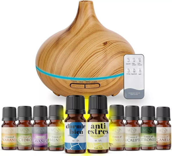 Difusor de aceites esenciales Meva con 10 esencias en REGALO (Volcan Bamboo)