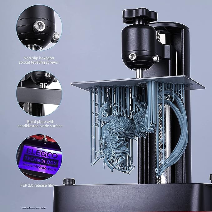 ELEGOO Impresora 3D Mars 3 Pro MSLA, Impresora 3D de Resina con Pantalla LCD monocromática Ultra 4K de 6,6 Pulgadas, tamaño de impresión de 143,43 × 89,6 × 175 mm y carbón Activado reemplazable