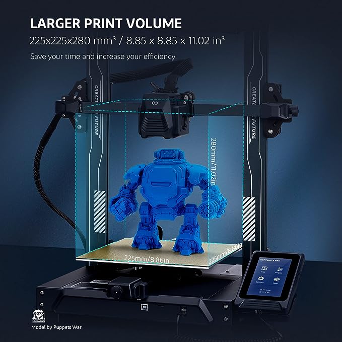 ELEGOO Impresora 3D Neptune 3 Pro FDM con nivelación automática de Cama de Malla de 36 Puntos, extrusora Directa de Doble Engranaje, tamaño de impresión de 225x225x280mm