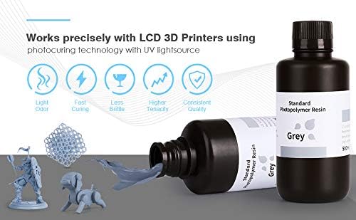 Elegoo Resina rápida 3D, resina de curado por UV LCD, resina de fotopolímero estándar 405nm para impresión 3D LCD
