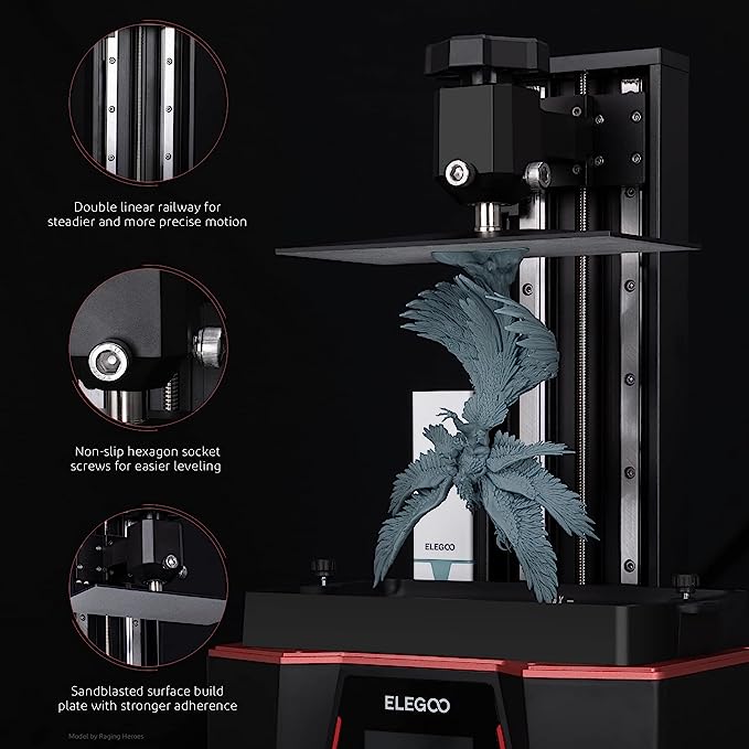 Elegoo Impresora 3D Saturn 2 MSLA, fotosecado de Resina UV con Pantalla LCD monocromática 8K de 10 Pulgadas, tamaño de impresión más Grande de 219 x 123 x 250 mm