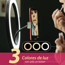 Mini Aro Luz Led 10"  Tripie, Base Celular, Control Remoto. - MEVA.MX