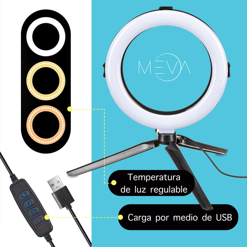 Mini Aro Luz Led 10 Tripie, Base Celular, Control Remoto. 2022