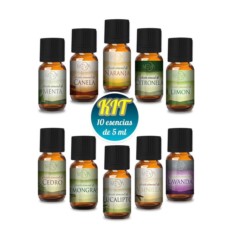 Esencias Para Difusor MEVA Kit de 10 frascos 5 ml - MEVA.MX