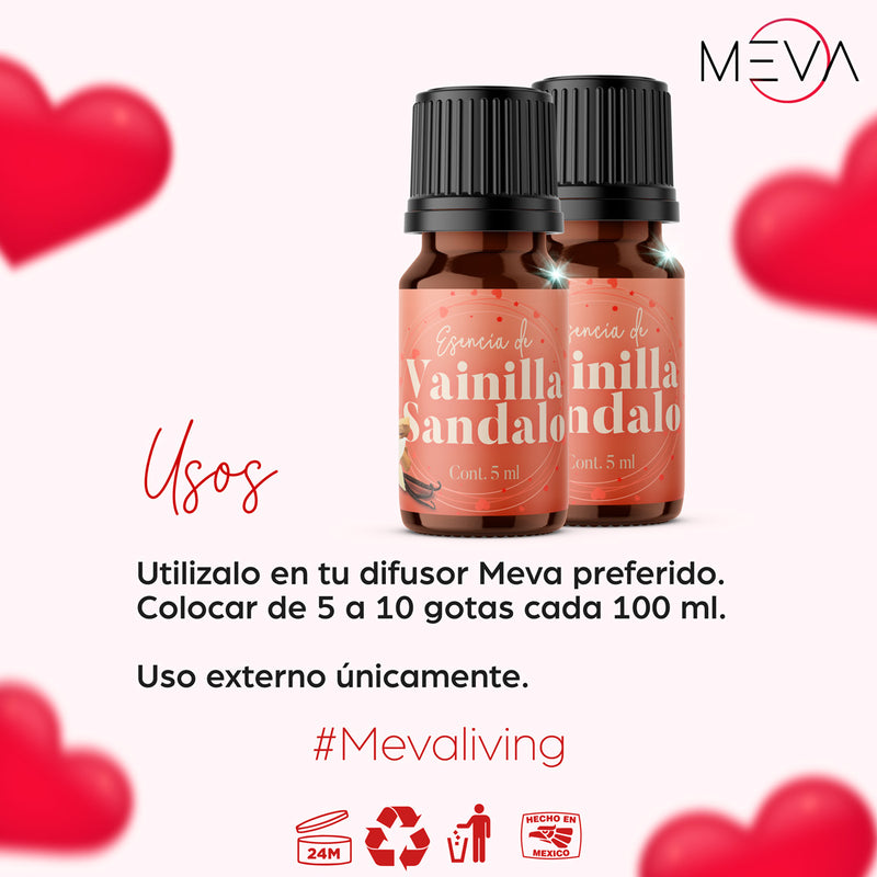 Esencia Vainilla Sandalo Amor Para Difusor MEVA - MEVA.MX