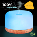 MEVA Difusor de Aroma para Aceite Esencial + KIT 10  Esencias de REGALO (Tambor Madera)