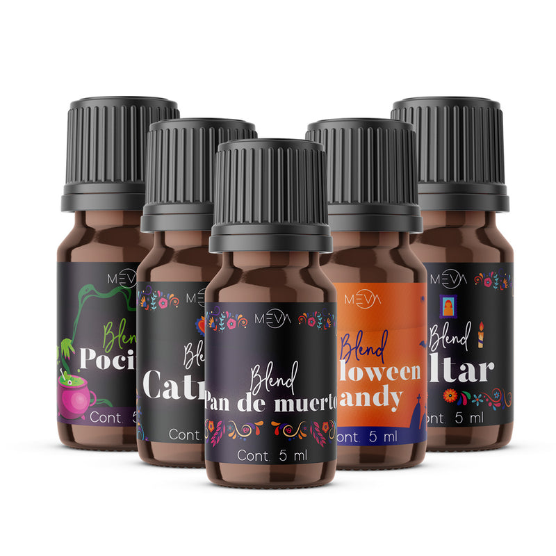 Esencias Halloween, Para Difusor MEVA, Kit de 5 frascos de 5 ml - MEVA.MX