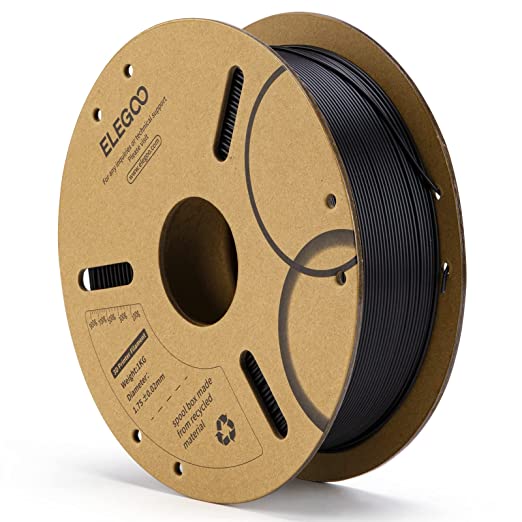 ELEGOO Filamento PLA de 1,75 mm, negro, 1 kg, filamento de impresora 3D, precisión dimensional +/- 0,02 mm, carrete de cartón de 1 kg (2.2 libras), filamento de impresión 3D se adapta a la mayoría de impresoras 3D FDM